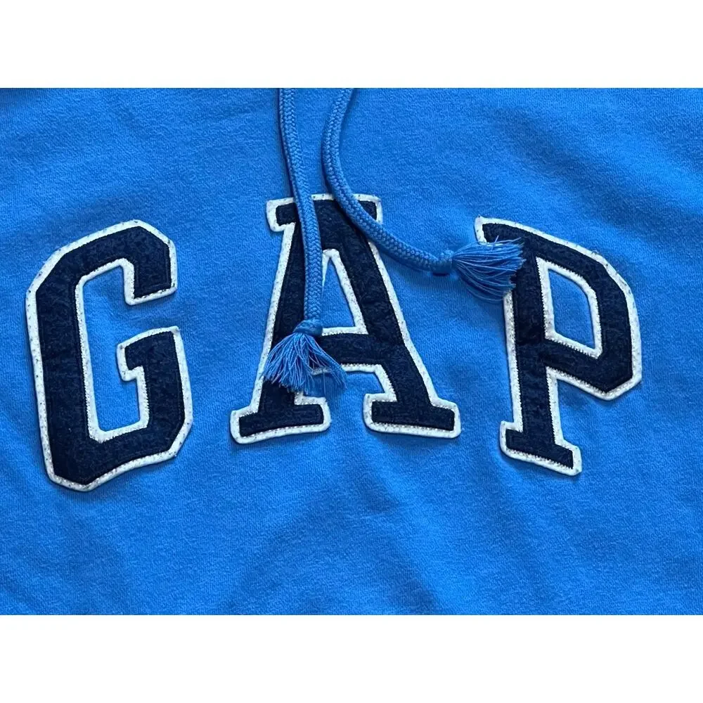 Vintage GAP Hoodie Sweatshirt Men’s Size Small Blue Pullover Y2K Spell Out - Picture 2 of 5